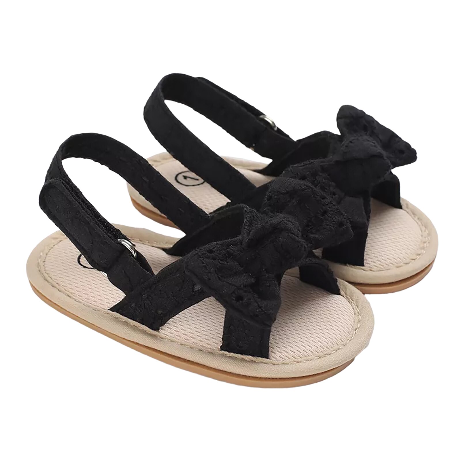 Sandales d'été à nœud papillon pour bébés filles de 0 à 18 mois, avec semelles antidérapantes, pour tout-petits: C / 0-6 mois