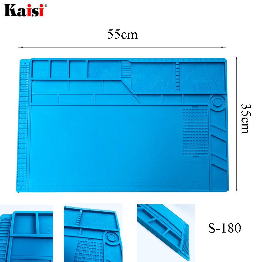 Newest S-180 55*35 CM BGA Heat Insulation Silicone Soldering Pad Repair Maintenance Platform Desk Mat with Magnetic Section 500