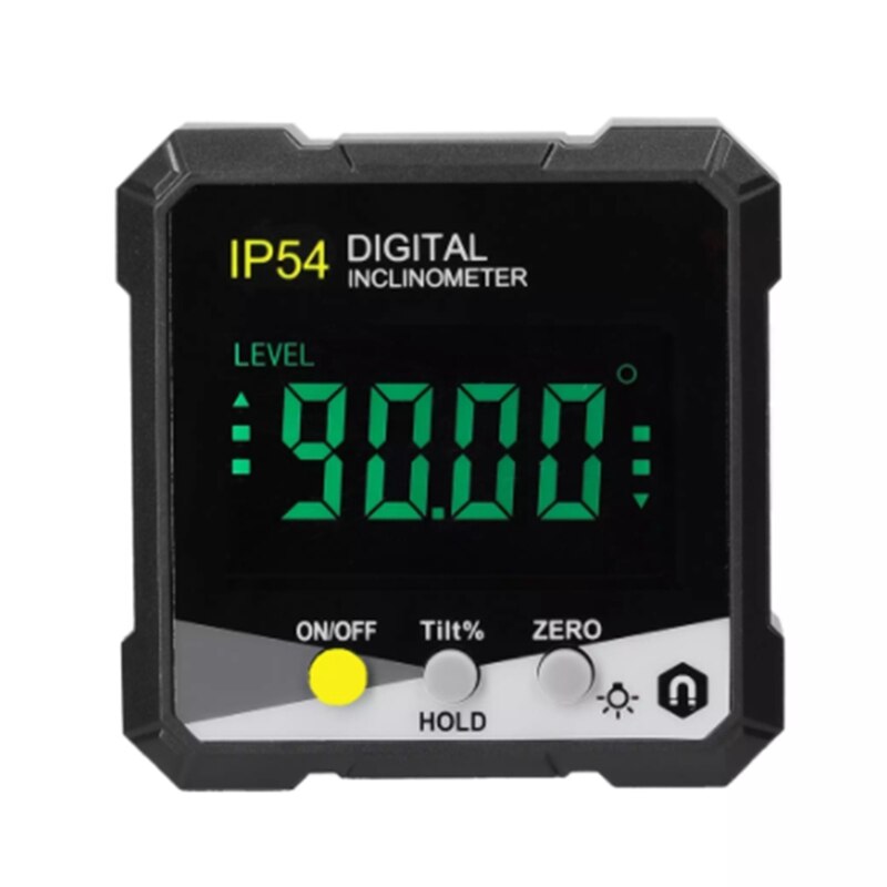 IP54 4X90°Digital Inclinometer LCD Backlight Protractor Slope Meter Angle Ruler Single-Side Electronic Goniometer