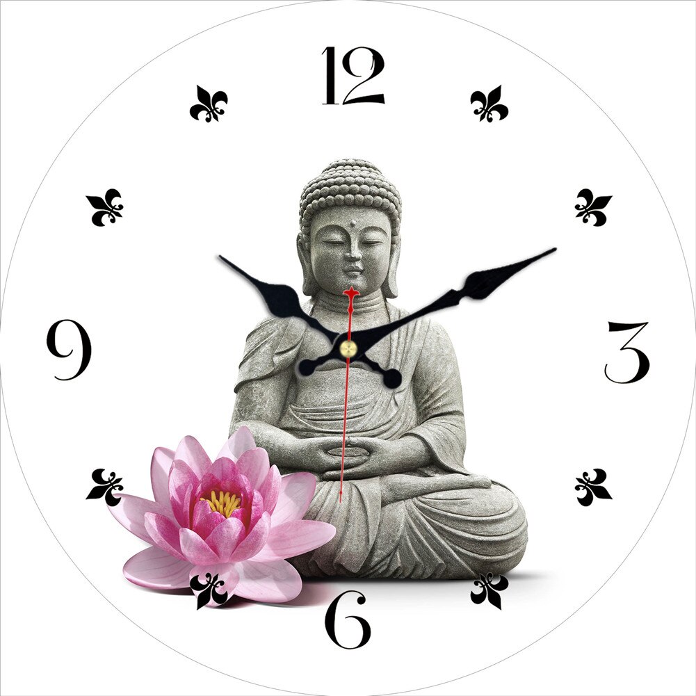 WONZOM-montre murale silencieuse orchidée | Statue de bouddha pour décoration de maison, horloge murale Large, son pas de tic, décoration créative: 18405 / 12inch(30cm)