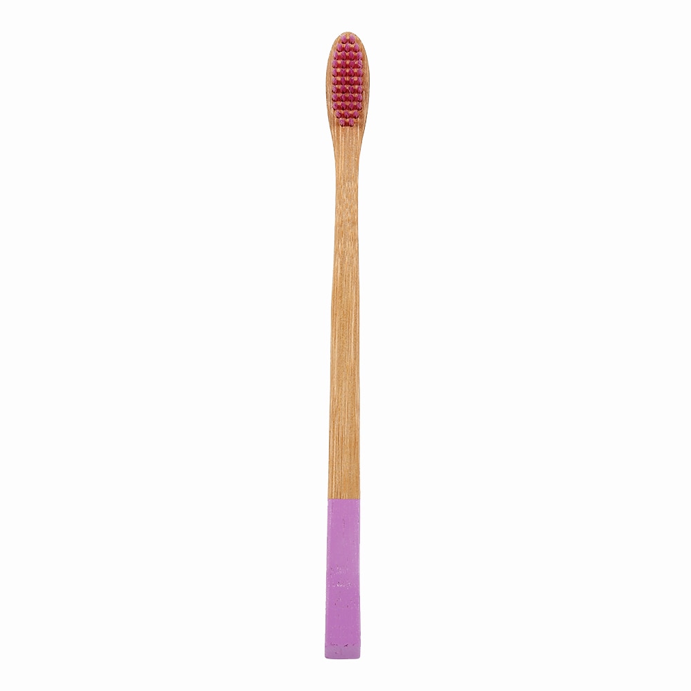 1 stk naturlig ren bambus tandbørste miljøvenlige børster bløde rosa lilla børstehår tænder pleje tandpleje oral rengøring værktøj