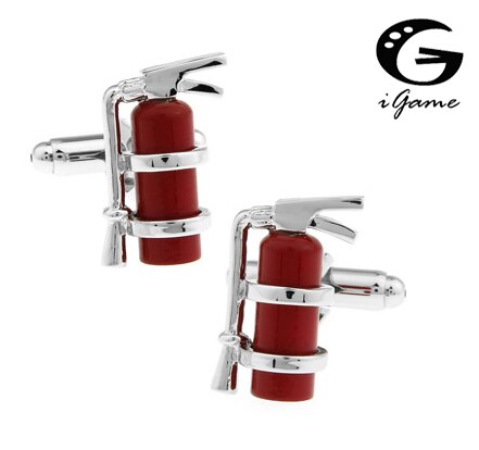 iGame Novelty Fire Extinguisher Cuff Links Red Color Copper Material For Fireman