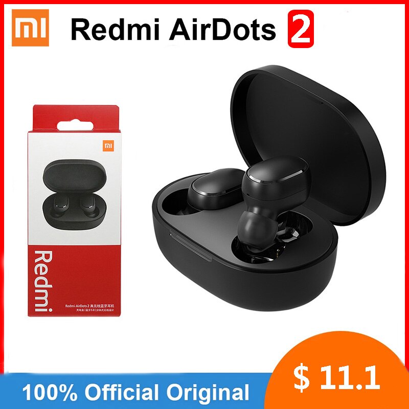 Originele Xiaomi Oordopjes Redmi Airdots 2 Tws Draadloze Koptelefoon Bluetooth 5.0 Ruisonderdrukking Met Mic Xiaomi Airdots 2S Headset