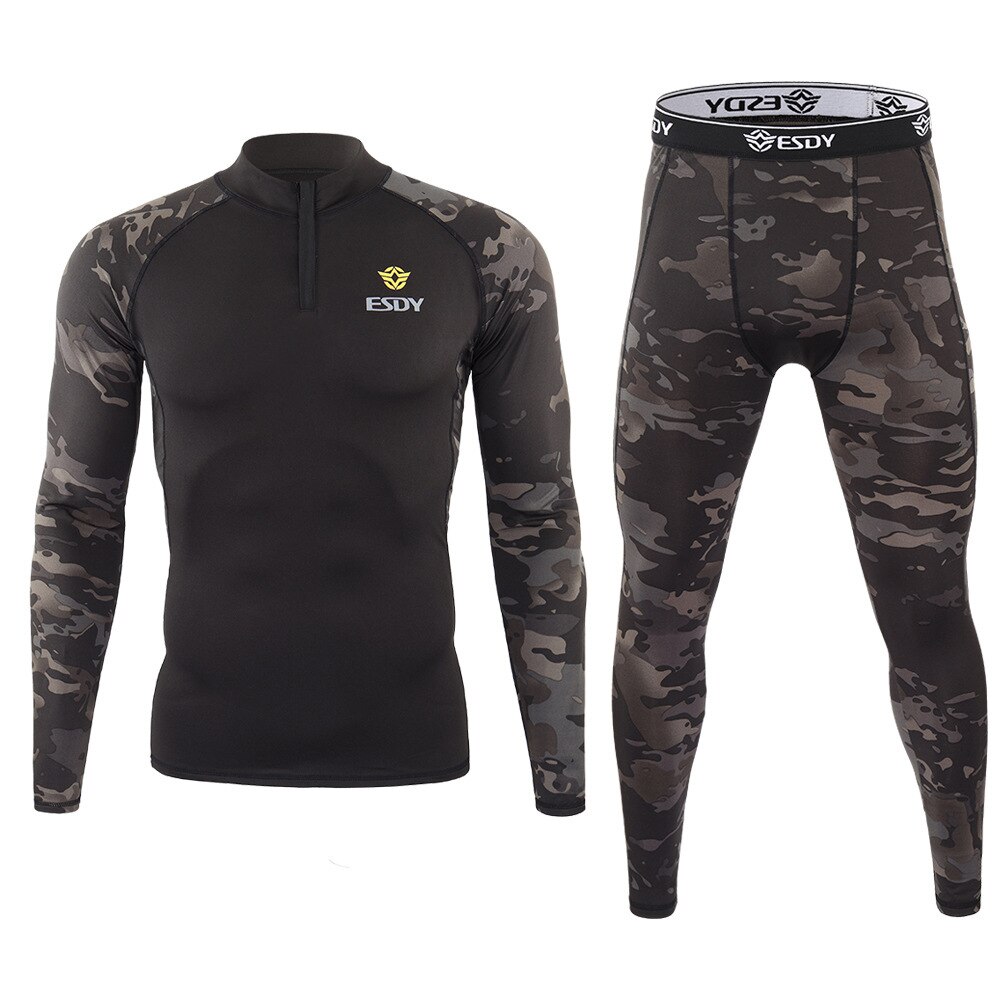 Thermo Underwear Men&#39;s Suit Tracksuit Compression Base First Layer Sport Rashgard Fleece Thermal Underwear Long Johns