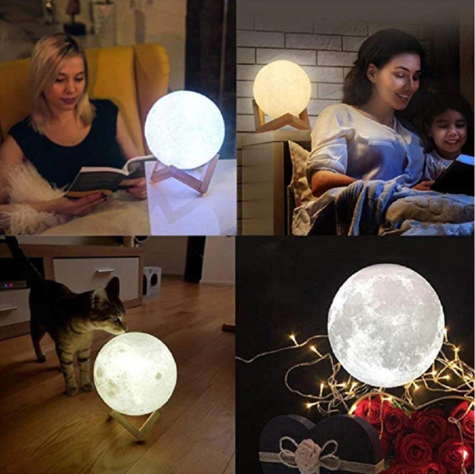 Lámpara de Luna impresa en 3D personalizada con texto y foto, luz nocturna recargable por USB, táctil, 2 colores, luz nocturna personalizada,