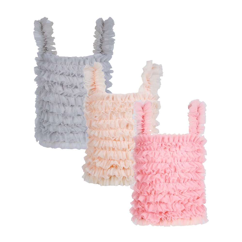 Sommer låve Vest søt tutu prinsesse blondere tank topp lolita smålåve jenter låve mesh volanger topper baby låve klær tenåringe tank