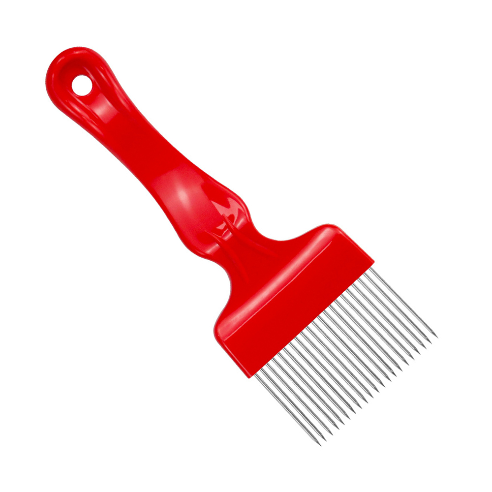 1 Pc Bijenteelt Schop Honing Spatel Anti-slip Handvat 21 Naaldvormige Cut Honing Mes Spoor Tand bijenkorf Gereedschap: Rood