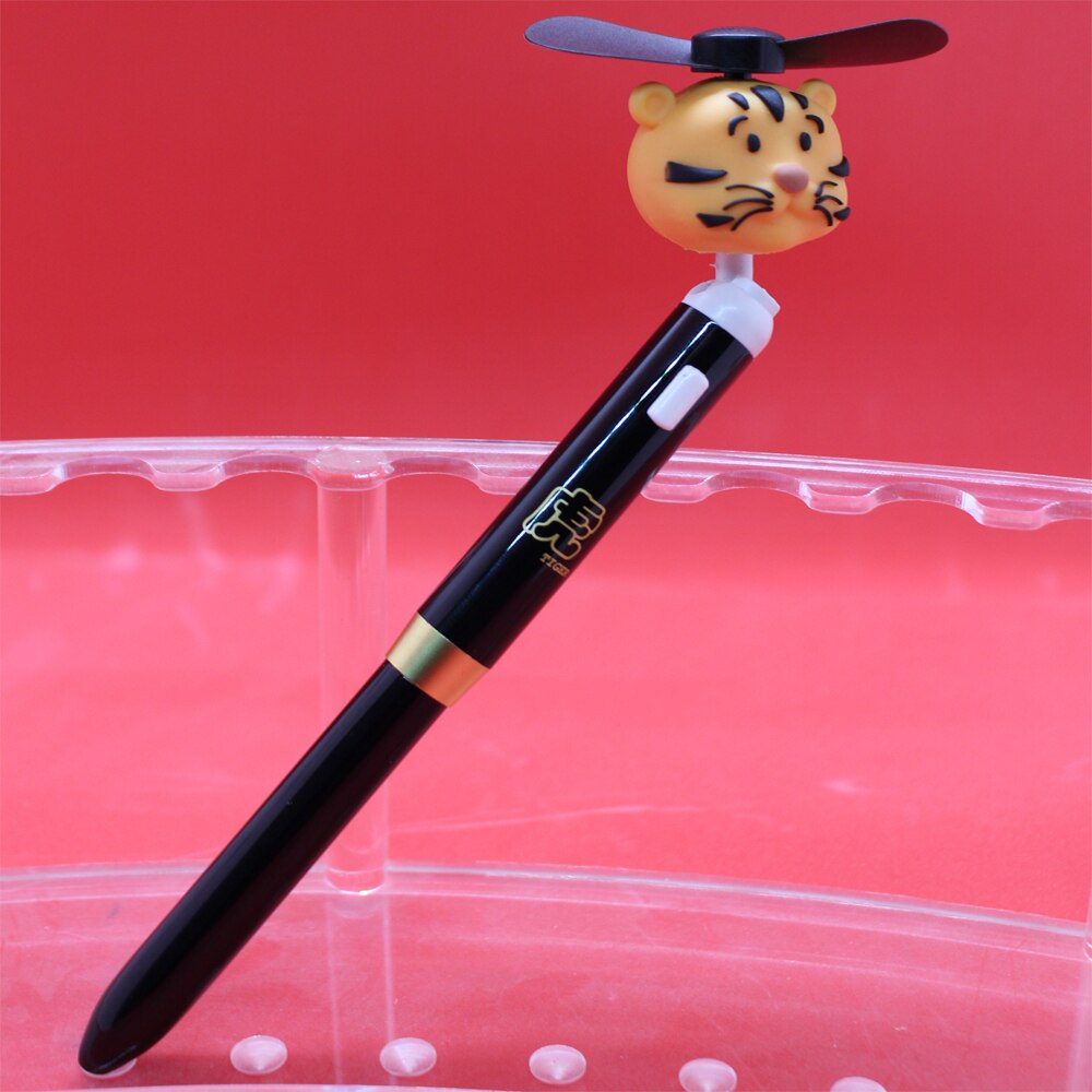 Fan Pen 180 Degree Rotated Cartoon Mini Fan with Metal Ballpoint Pens: black