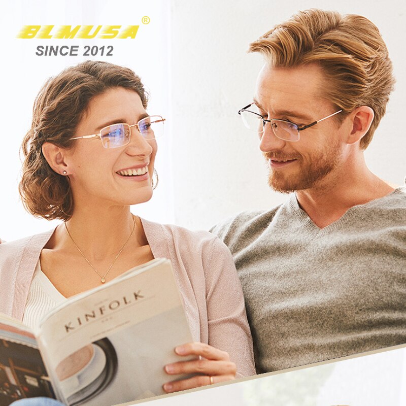 BLMUSA Titanium Progressive Multifocal Reading Glasses Men Anti Blue Light Glasses Women Eyewear For Elderly Blue Light Readers
