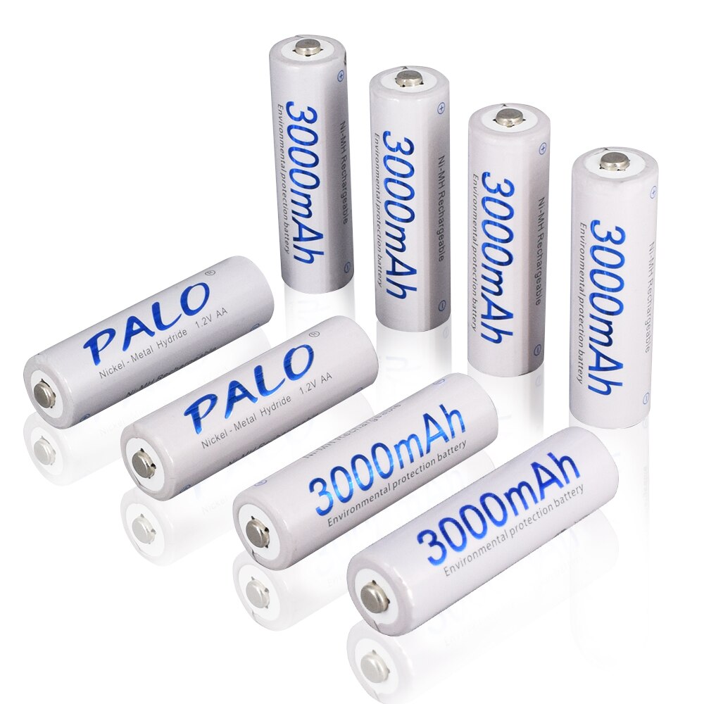 PALO 8 stuks AA Batterij 3000mAh 1.2V NI-MH AA oplaadbare batterijen voor camera LED licht Speelgoed MP3 mp4 microfoon batterijen