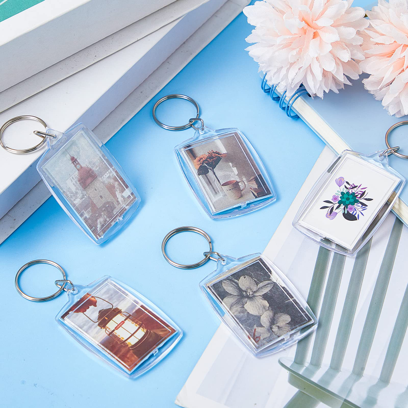 1/5pcs Acrylic Photo Frame Keychain Photo Insert Clear Acrylic Picture Keychains Blank Rectangle Clear Blank Picture Keyring