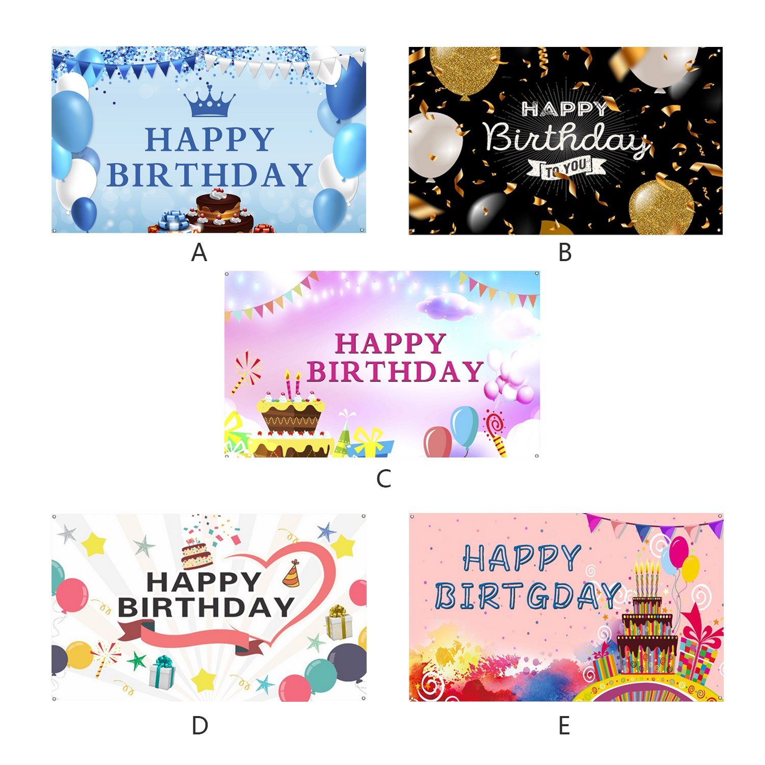 Happy Birthday Backdrop Background Banner Photo Booth Props Party Decorations with 4 Metal Holes for Kids Adults 6x3.6ft