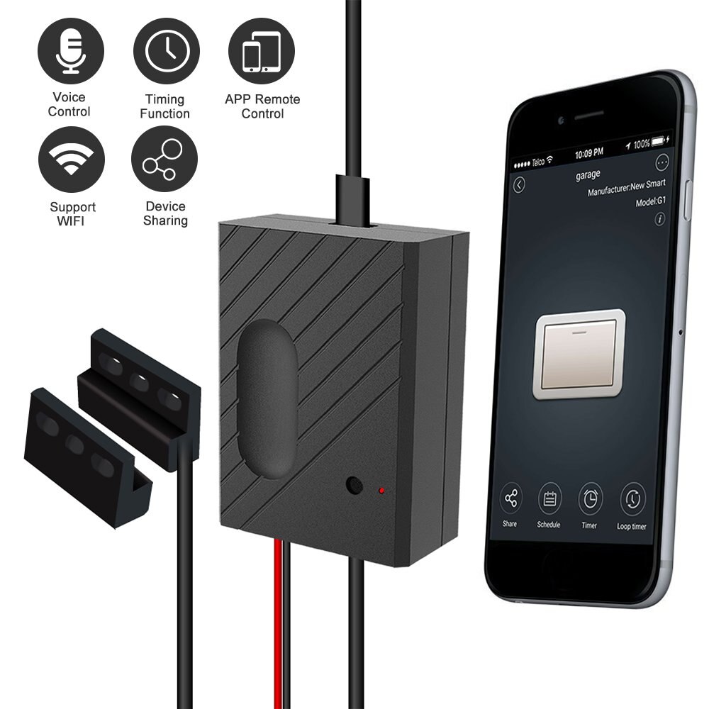 Smart Garagedeur Controller WiFi Schakelaar Compatibel Garagedeuropener Smartphone Afstandsbediening Timing Functie Voice Control
