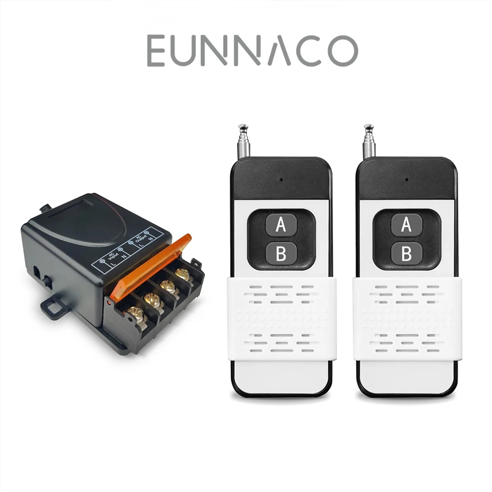 Bezprzewodowy pilot zdalnego sterowania RF433MHz AC 110V 220V 30A 1000 metrów Przekaźnik RF Odbiornik i nadajnik do lampy Wentylator urządzenia elektrycznego: Black