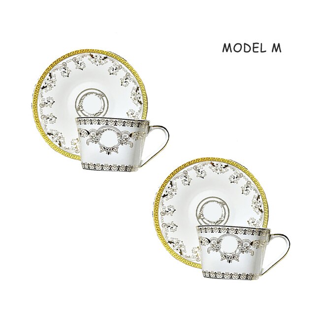 Tea Cup Coffee Cup Saucer Couples Mugs Set Drinkware European Palace Gold Rim Coffee Cup Bone China Hand-painted Head Style