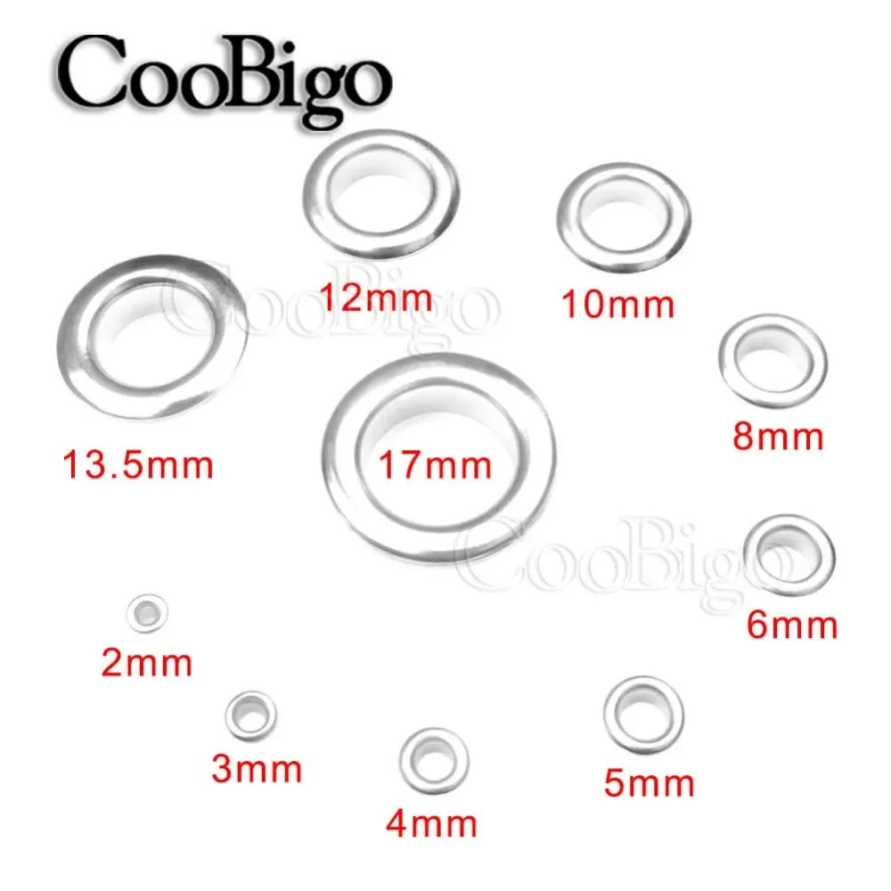 100 ensembles d'œillets ronds en cuir, œillets en métal pour chaussures, vêtements, sac, ceinture, bricolage, accessoires d'artisanat du cuir, couleur argent