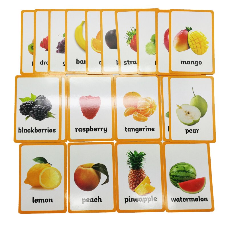 18 unids/set comida cantidades inglés palabra tarjeta Flash de los niños Tarjeta de aprendizaje de juguetes educativos para edades tempranas