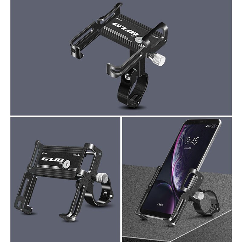 GUB Aluminium Alloy Bike Phone Holder Motorcycle Handlebar Mount Handle Phone Support for 3.5-6.2 Inch Smartphone