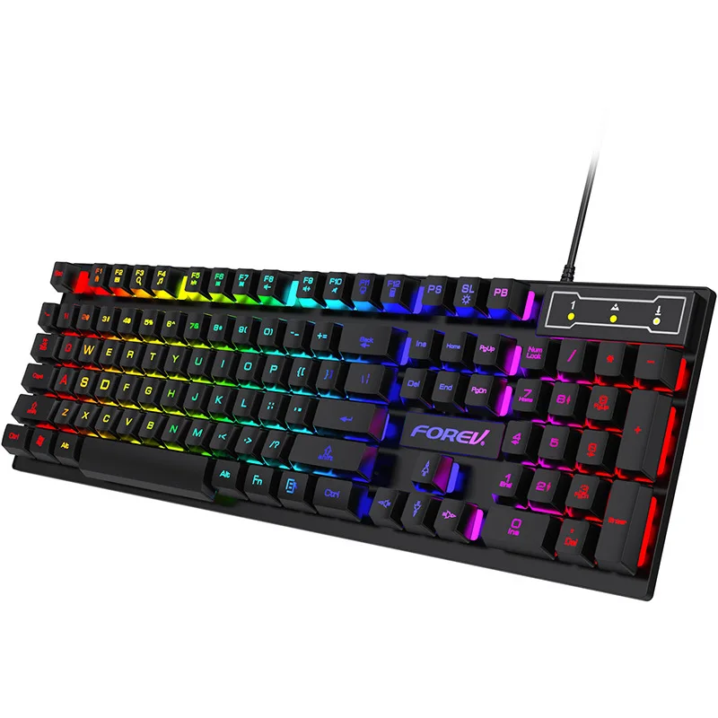 104-toetsen mechanisch toetsenbord met achtergrondverlichting Bedraad gamingtoetsenbord Waterdicht Lichtgevend toetsenbord en muisset voor gamer PC Laptop Kantoor: Olive
