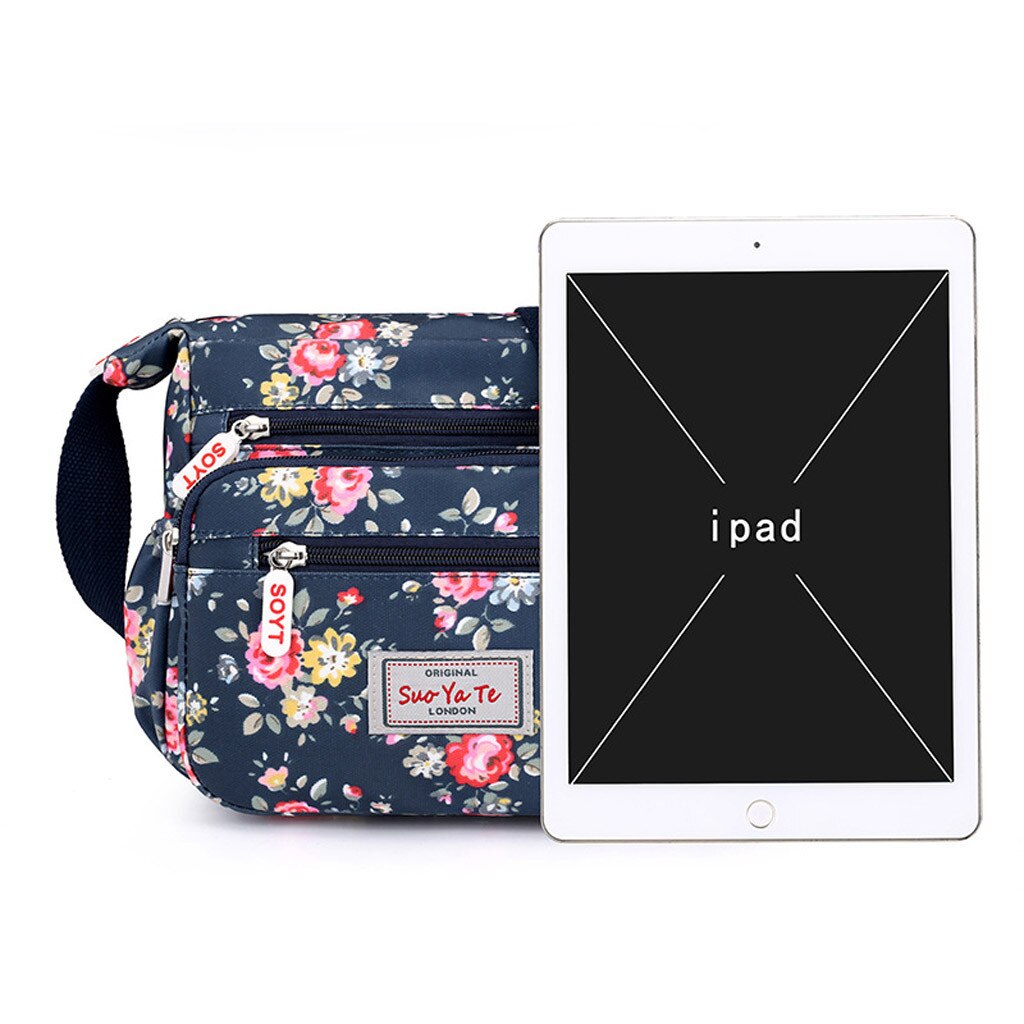 Aelicy Women's Nylon Flower Zipper Shoulder Bags Messenger Bag Multifunctional Bag Travel