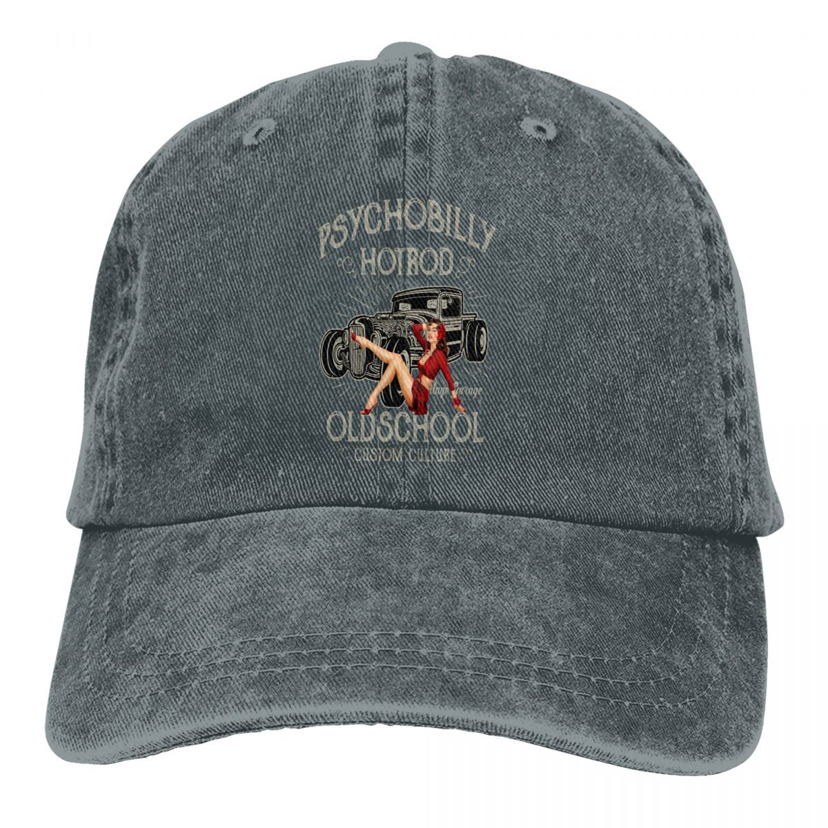 Psicobilly Hot Rod berretti da Baseball berretto con visiera Pin Up Girl Art Culture cappelli da sole per uomo: Grigio scuro