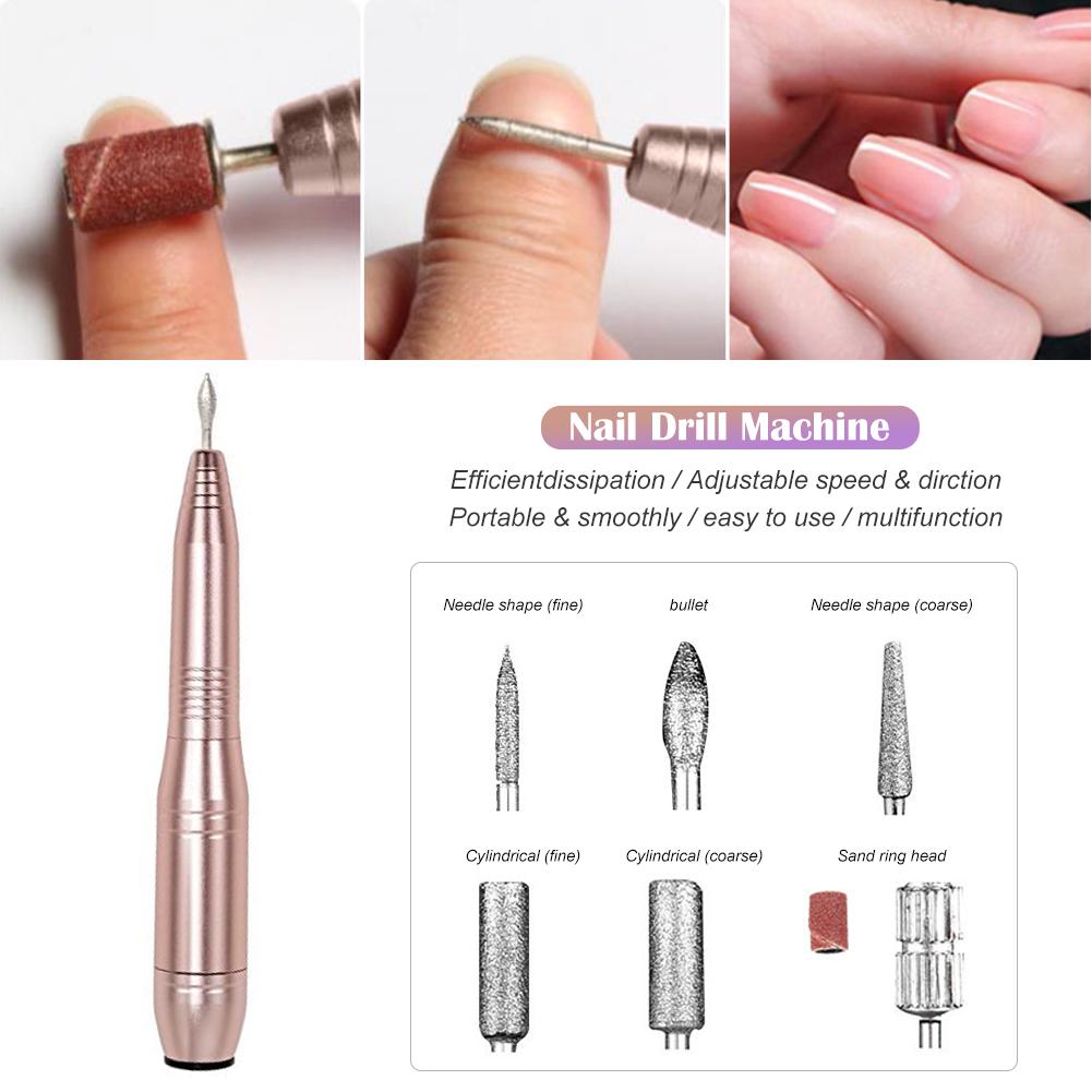 Draagbare nagelboormachine pen elektrische nagelboor bit nagelvijl manicure pedicureset slijper acryl gelnagels opruiming
