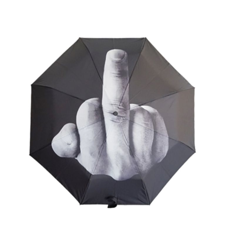 Paraguas dedo medio lluvia para hombre y mujer, sombrilla creativa, paraguas de impacto, 3 pliegues