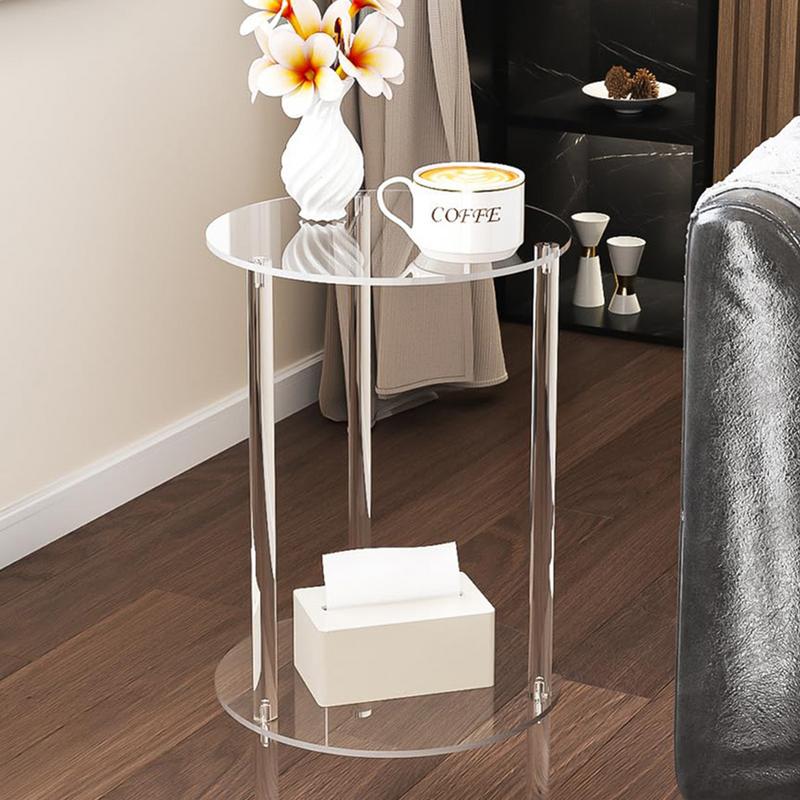 Akryl transparent sofabord klart drikkebord lille rund ende moderne stue sidebord akryl sidebord boligindretning