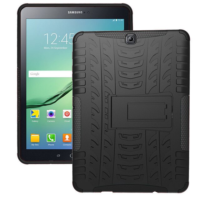 Funda rígida híbrida de TPU para tableta Samsung GALAXY Tab S2 9,7 SM T810 T815 T813 T819, carcasa resistente con película y bolígrafo: black