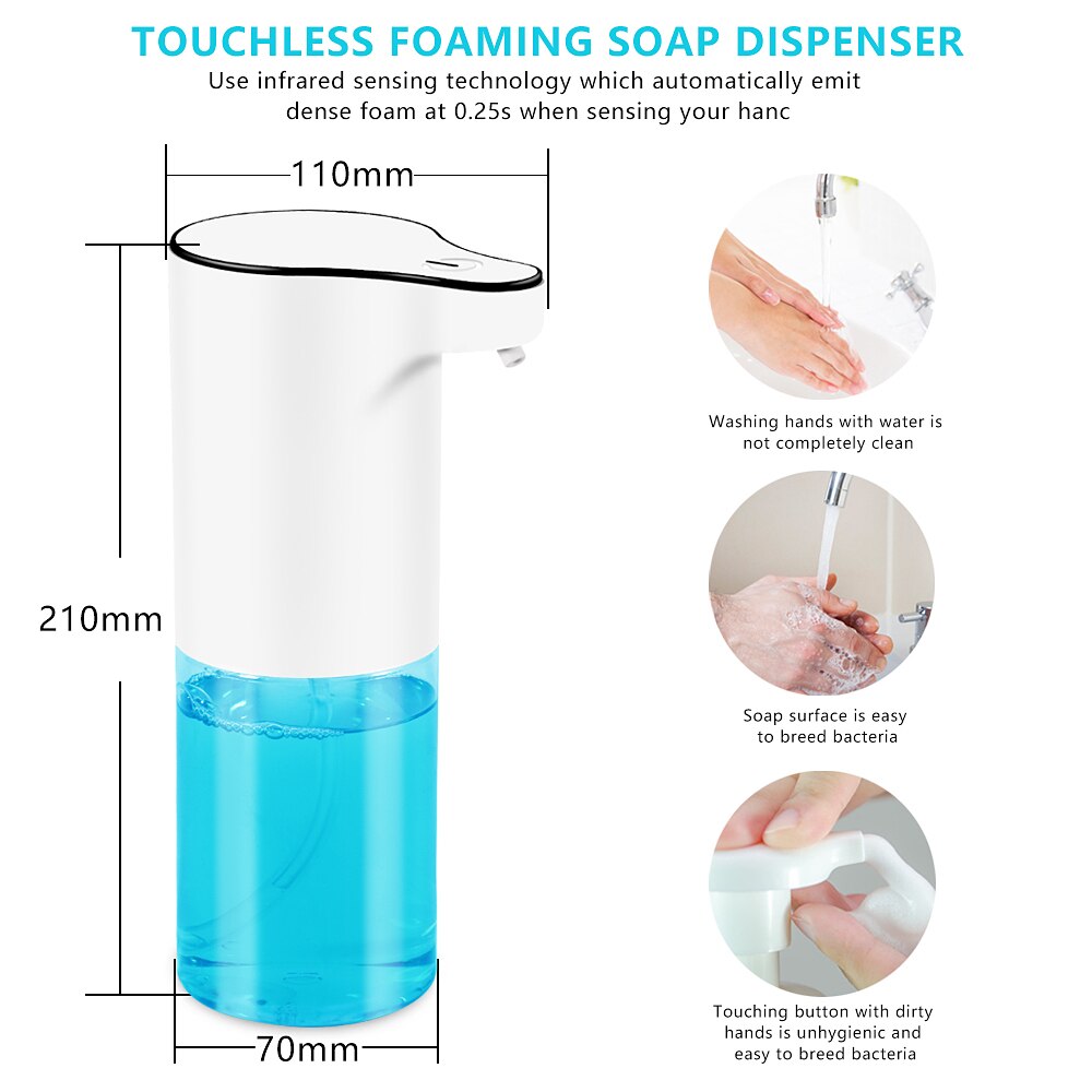 350ml/12oz Automatic Soap Dispenser, Disposable Foam Soap Dispenser Hands-free Automatic Foam Soap Dispenser to Kitchen Bathroom