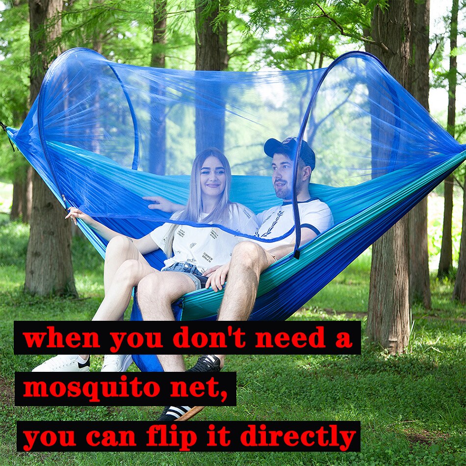 MYJ Portable Outdoor Camping Hammock Automatic Quick Opening Mosquito Free Hammock Fabric Hanging Bed Hunting Swing Pop-up tent