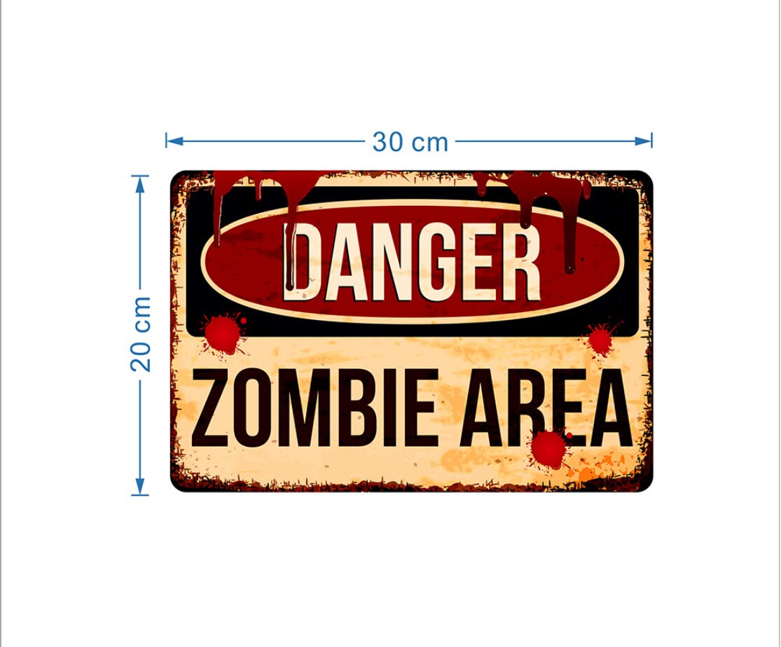 Halloween Warning Sign Sticker Self-adhesive Horror Wall Sticker Party Decorative Decals: 7