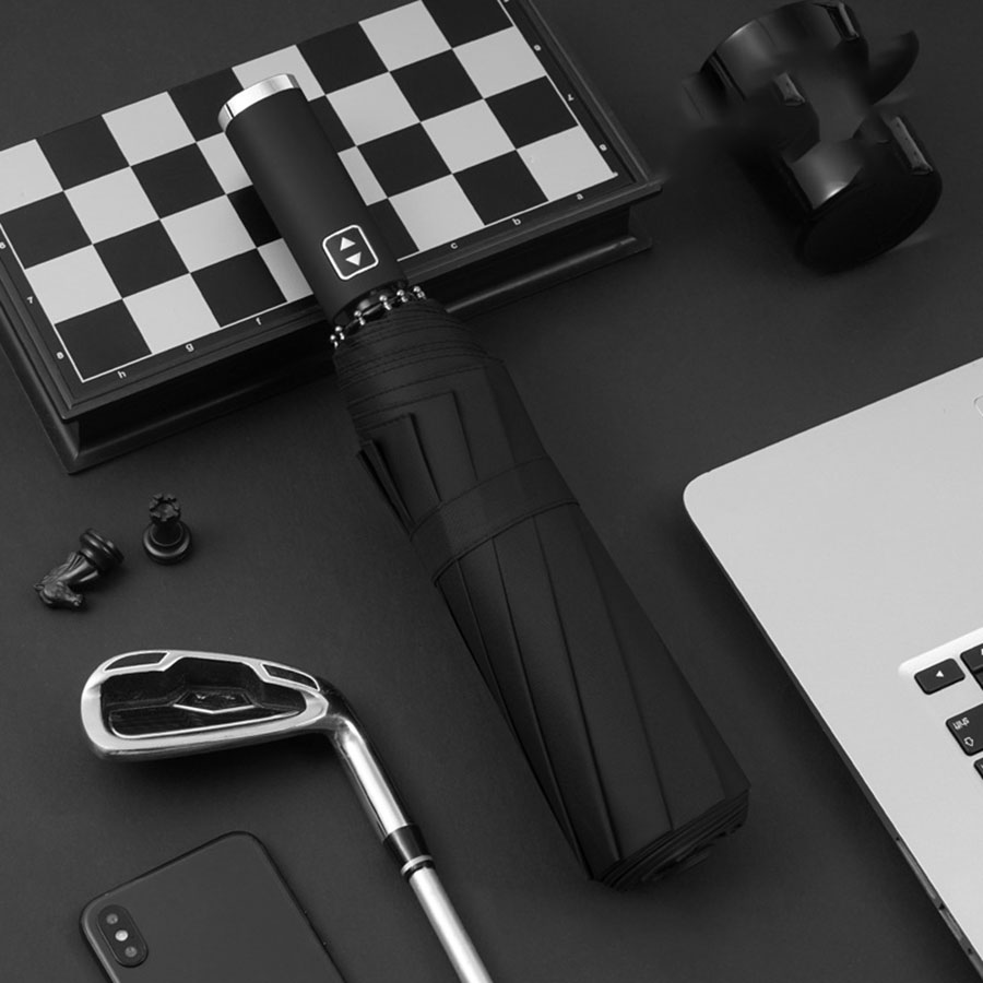 Stylish Automatic Umbrella - UV Protection, Windproof with 10 Reinforced Ribs, for Sun & Rain: black