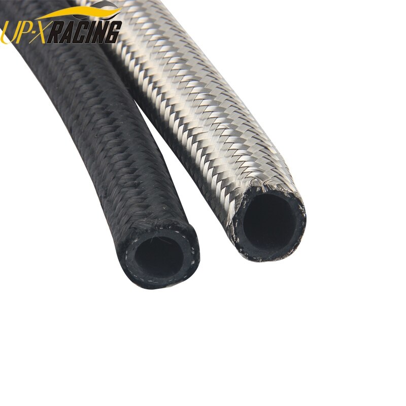AN4 auto nylon stainless double braided hose black fuel oil gas hose fitting oil cooler fitting hose