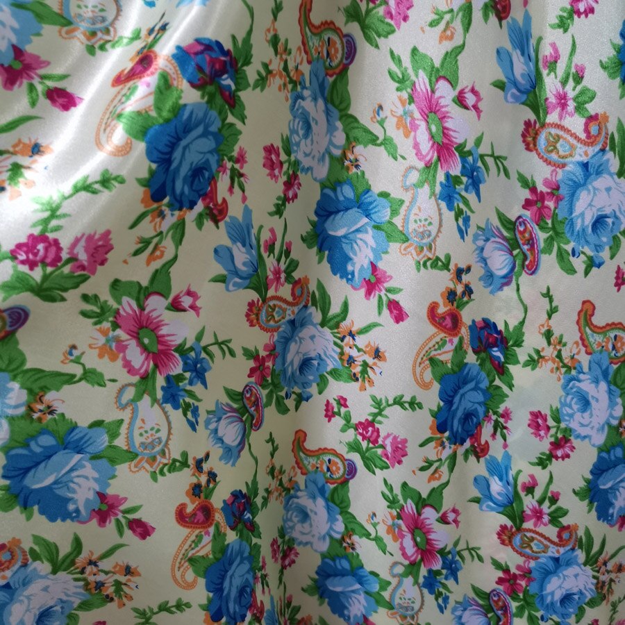 Handmade Floral Satin Fabric Soft Satin Material DIY Lining craft Tilda doll glossy Polyester Charmeuse Fabric: 3