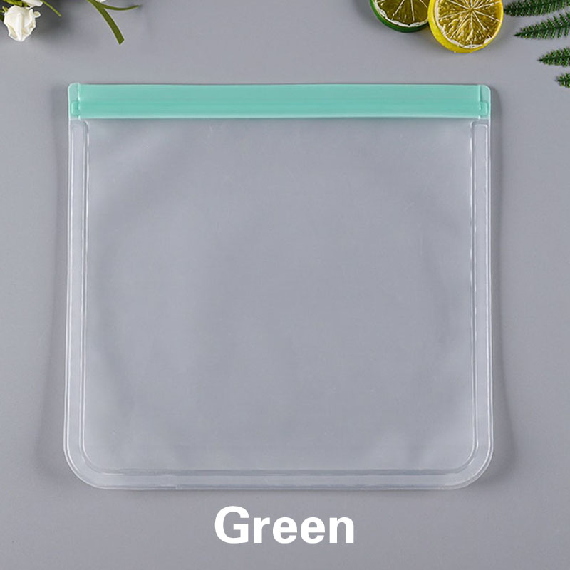 Silicone Food Storage Containers Leakproof Containers Reusable Stand Up Zip Shut Bag Cup Fresh Bag Food Storage Bag Fresh Wrap: Green   / 26x20 cm