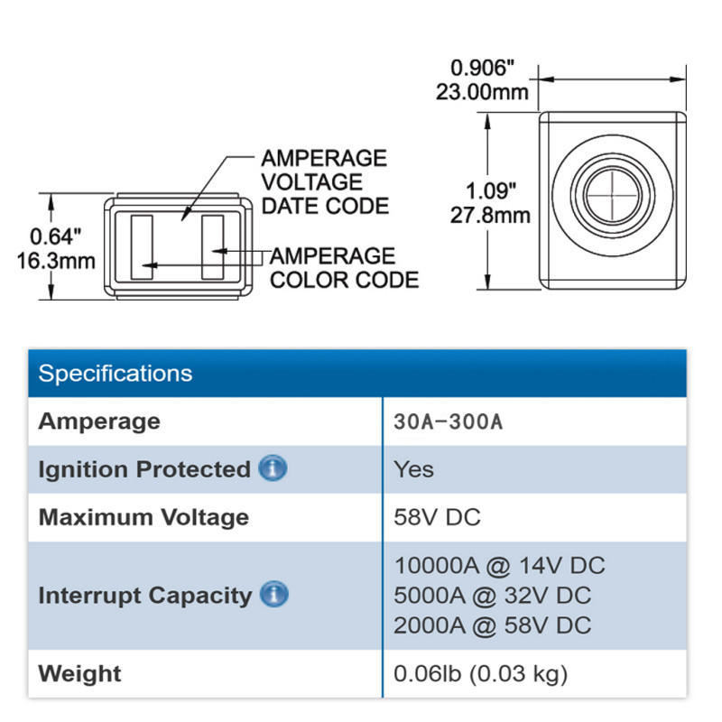 1 PCS Battery Terminal Series Fuse 125A 200A 250A Rated Battery Fuse Compatible with Boat Truck RV for Terminal Fuse Box CBBF-MB
