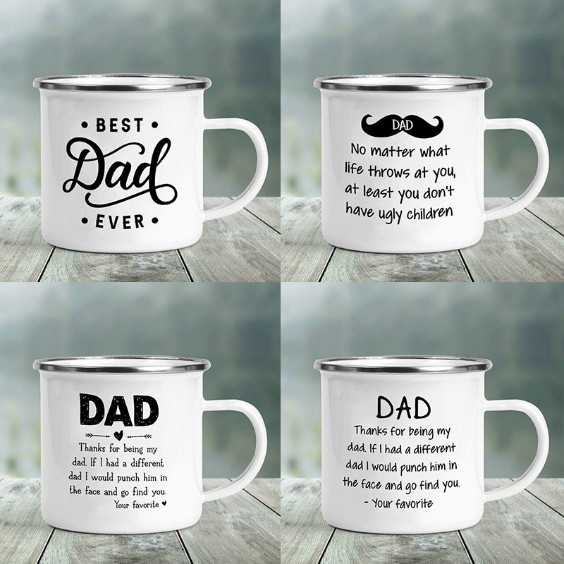 Beste Papa Print Grappige Enamel Koffie Cups Camping Mokken Handvat Drinkware Mok De Beste Vaderdag voor Mannen