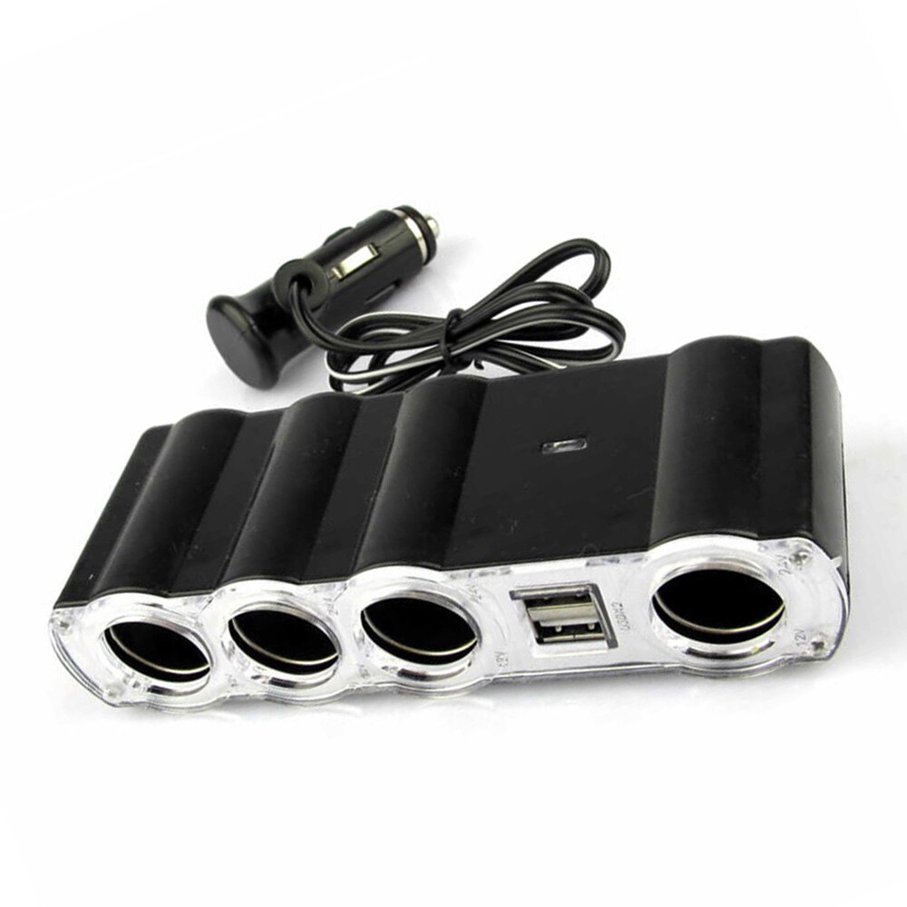 4 Way Sigarettenaansteker Splitter W/2 Usb-poort Adapter Oplader Dc 12V Auto Sigarettenaansteker met Dual Usb