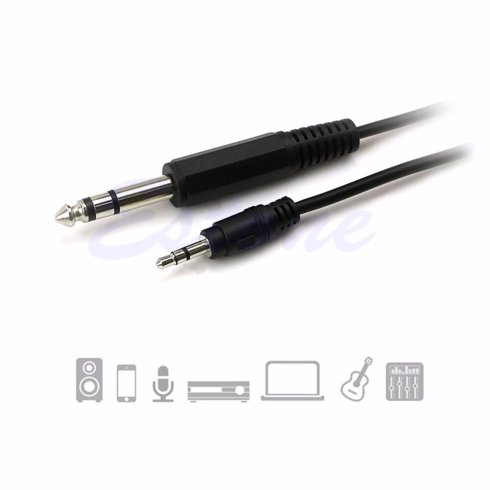 5Ft 1.5m 1/4" 6.35mm TRS Stereo Male To 1/8" 3.5mm Male Plug Aux Cable Cord Char - L060