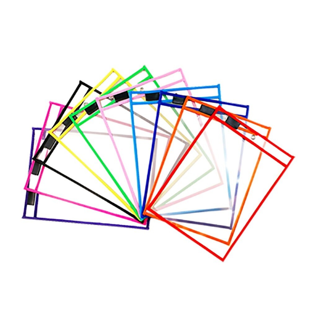 HD PVC Transparent Reusable Erasable File Bag Dry Erase Pockets With Pen Wipe Drawing Whiteboard Markers For Teaching Childen