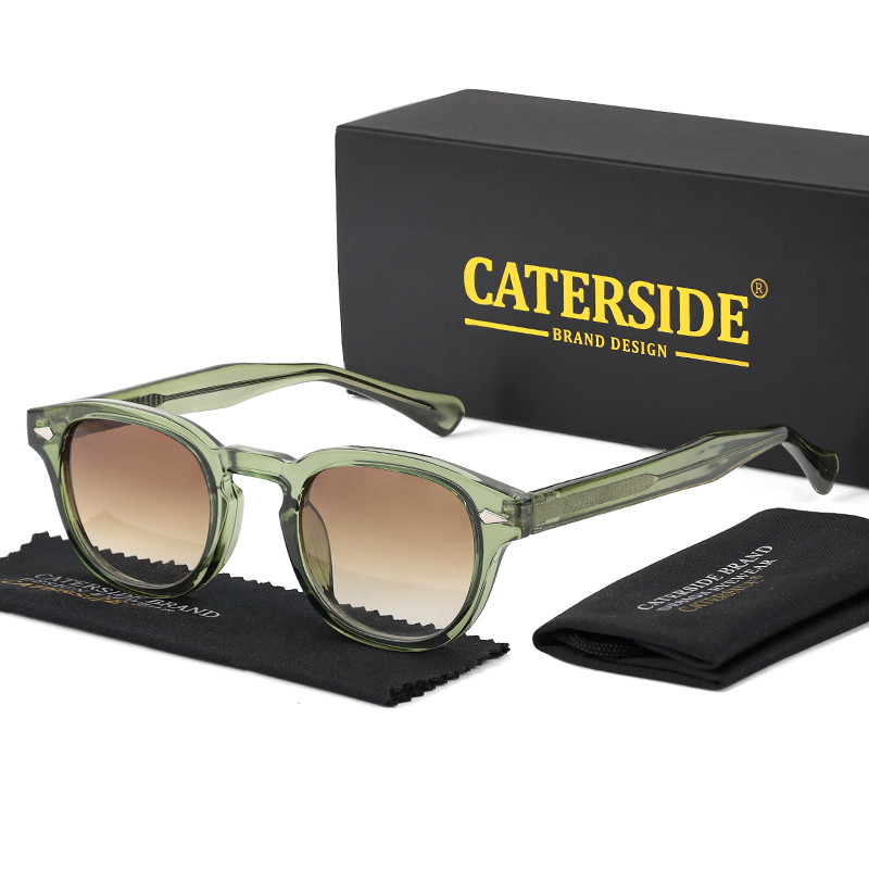 CATERSIDE, gafas de sol redondas Retro para hombre, gafas de sol Punk con Pin de ácido propiedónico, gafas de sol de lujo para mujer, gafas deportivas de ocio para UV400: Azul gris
