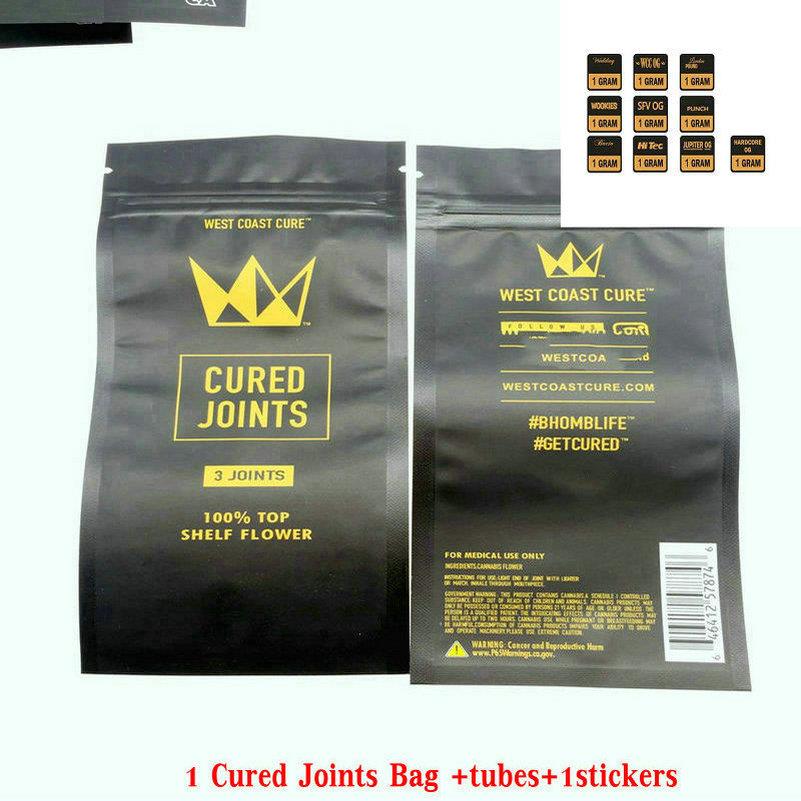 West Coast Cure 3PCS 1PCS CURED JOINTS BAG +PLASTIC TUBES Packaging moonrock Preroll Pre-rolled tube packaging