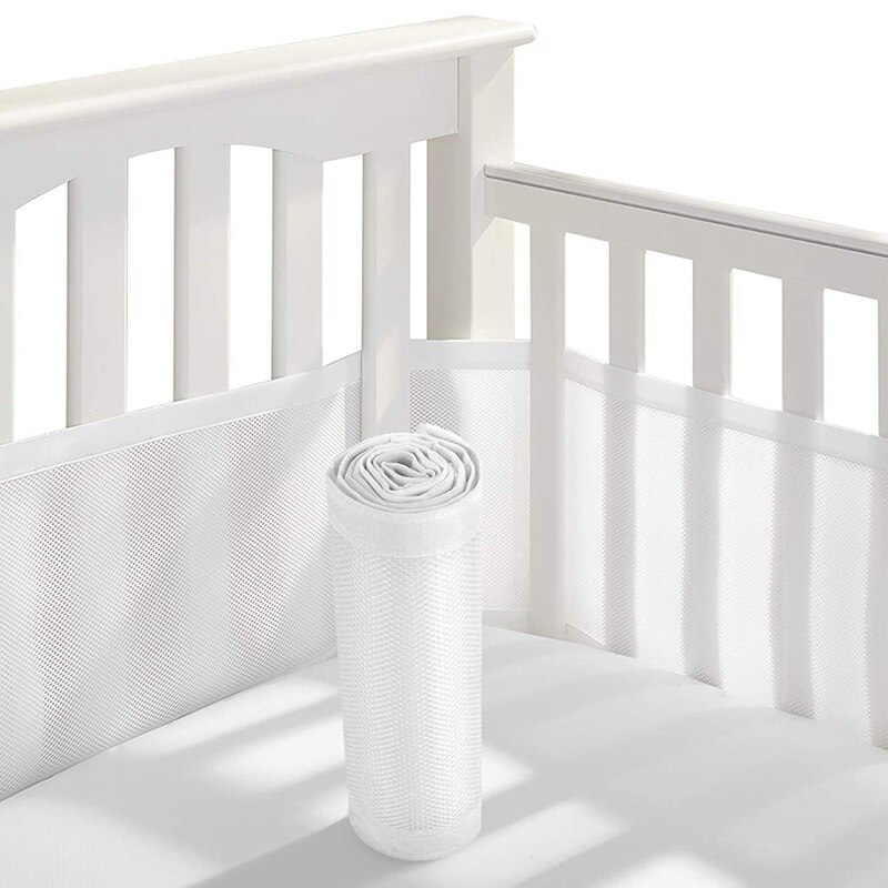Baby krybbe kofanger, klassisk åndbar mesh krybbe liner ,2 stykker / sæt (hvid)