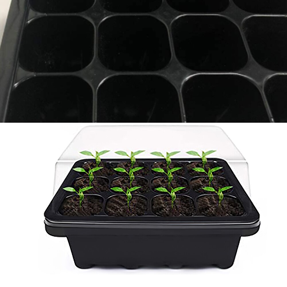 3/6PCS 12 Holes Plant Seed Grow Box Plastic Propagator Growing Trays With Lids For Garden Nursery Vegetable Fruit Planting