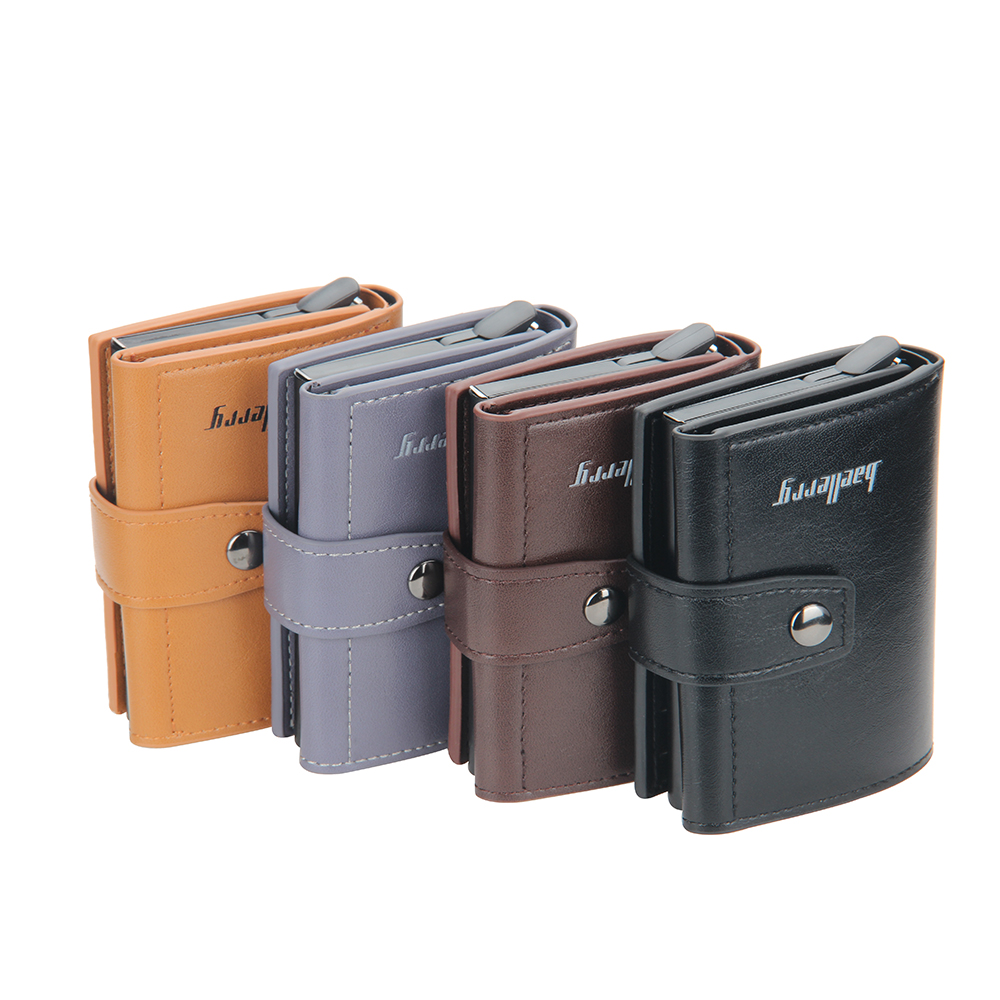 Antitheft Rfid Credit Card Holder Wallets Men Leather Aluminum Box Metal Male Purse Bag Small Cardholder Case Minimalist Wallet