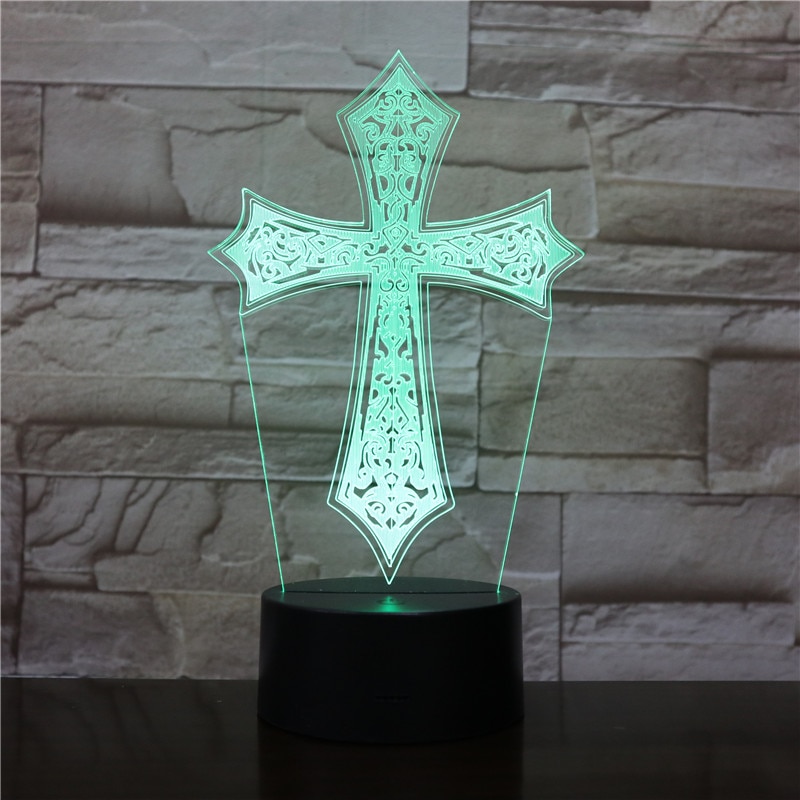 VCity Christian série 3D lampe croix jésus Bible veilleuse acrylique plaque tactile Base à distance décor à la maison pour ami