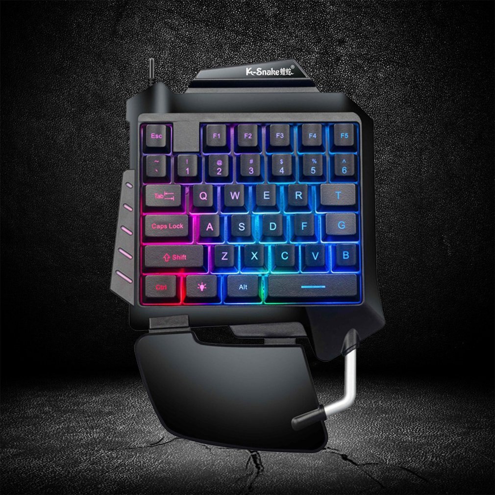 One Hand Mechanical Gaming Keyboard RGB Backlit Portable Mini 35KEY Gaming Keyboard Game Controller For PC For PS4 Xbox Gamer