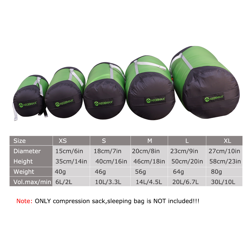AEGISMAX Outdoor Sleeping Bag Pack Compression Stuff Sack Storage Carry Bag Sleeping Bag Accessories Camping Hiking Outdoor