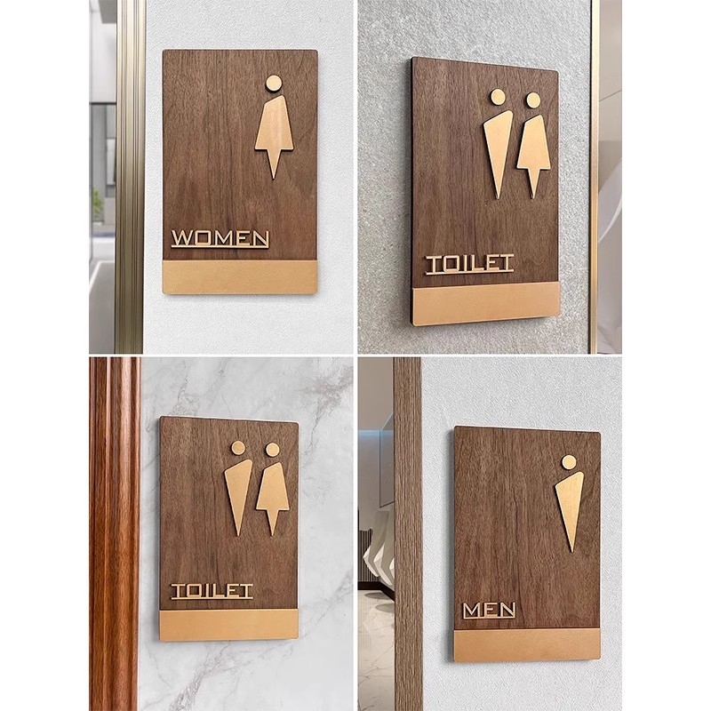 Badkamer Deurbord Hout Vintage Mannen en Vrouwen Openbare Badkamer Deurbord Warm Prompt Bord voor Winkelcentrum Kantoor Hotel